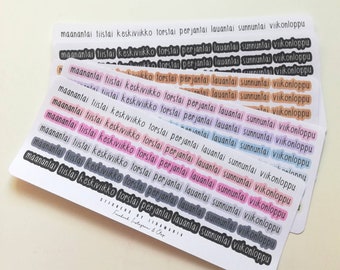 Värikkäät viikonpäivätarrat, plannertarrat journal