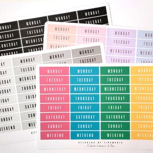Days of the week -box stickers