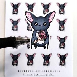 Luna the Bat Flower Bouquet-stickers