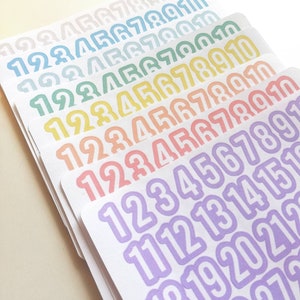 Pastel Number Stickers