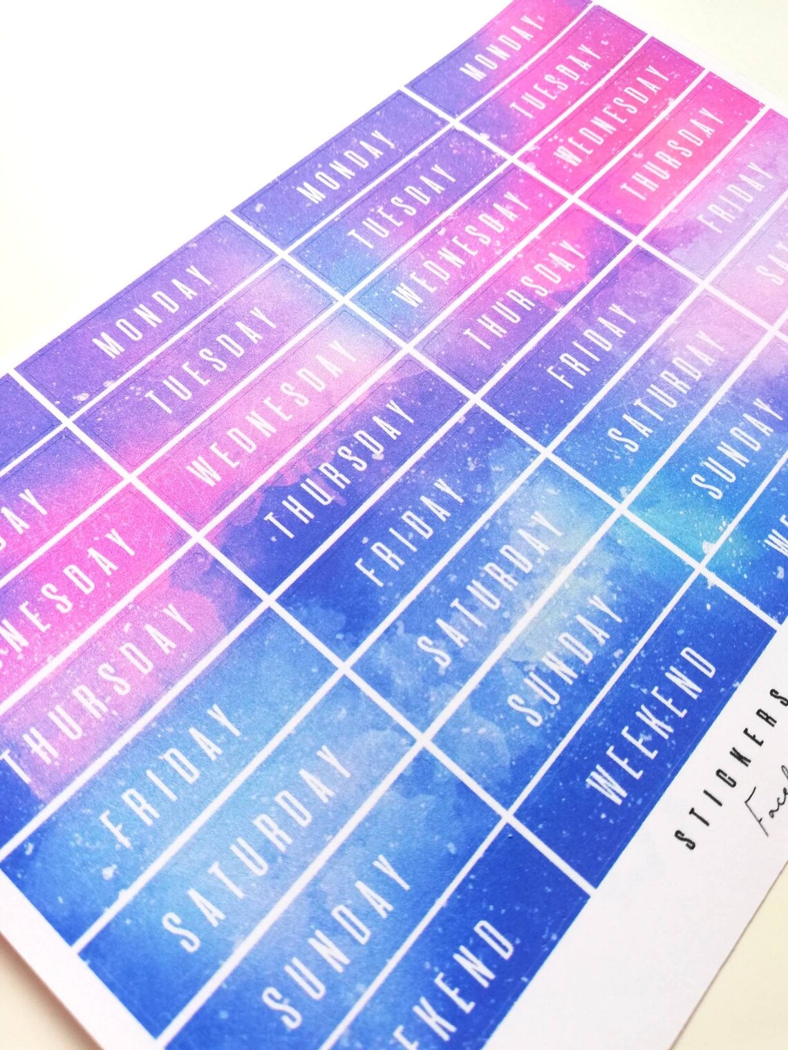 Days of the Week Sticker Boxes Watercolor Colorful Rainbow - Etsy