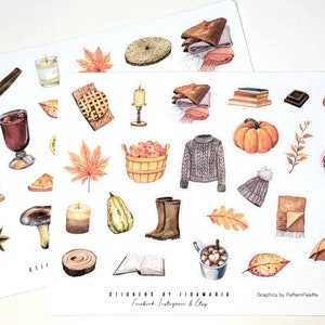 Fall Decor Stickers - 2 styles available, cozy autumn planner stickers home decor farmhouse mulled wine hot drink winter celebration