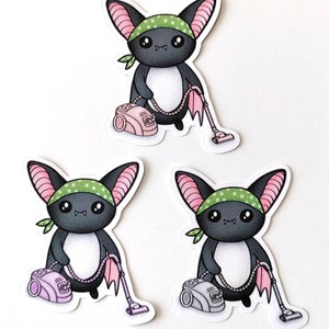 Luna the Bat Vacuuming -stickers