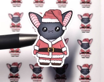 Luna the Bat Santa Clause Stickers, christmas winter