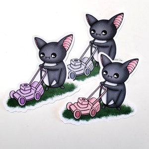 Luna the Bat Lawn Mowing -stickers