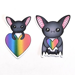 Luna the Bat Rainbow Heart -stickers