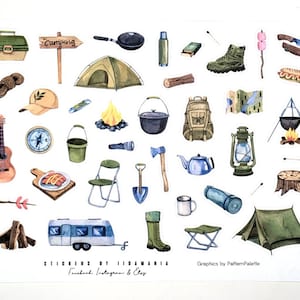 Camping -stickers, travel nature adventure vacation summer