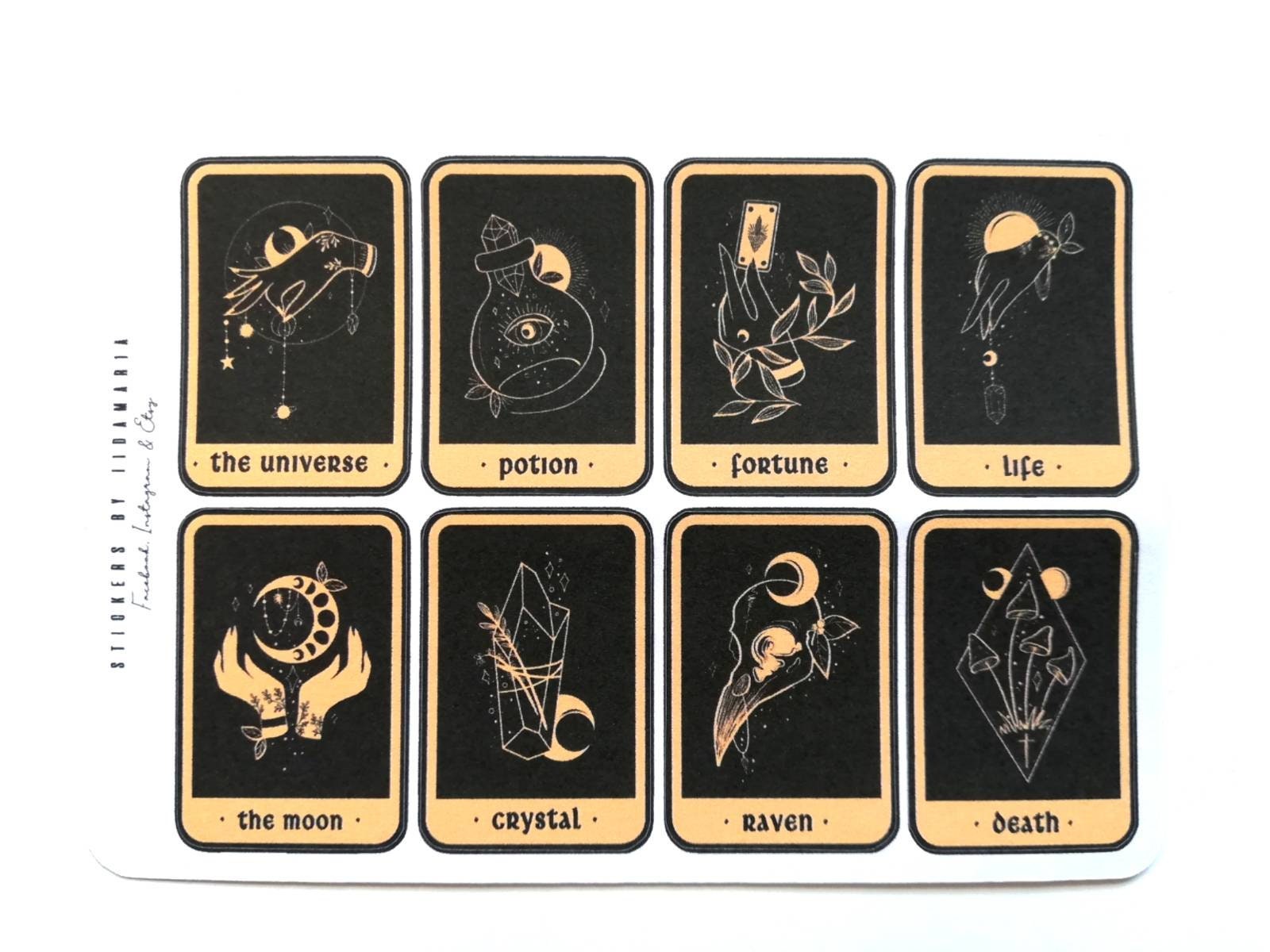 MJ　トレカ　stargraphy ソウルコン　スクラッチ　特典 Tarot Card Sticker Sheet, Tarot Mystic Moon Eye Hand Potion Bottle