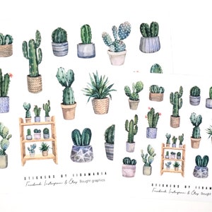 Cactus Stickers, cactus desert flower pot