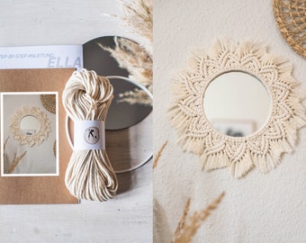 Macrame mirror DIY kit beginners, macrame kit incl. video "Ella" macrame starter set macrame wall hanging DIY set Christmas gift