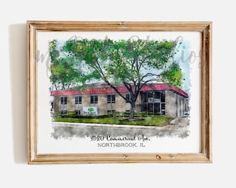 Custom Watercolor Building Portrait: Real Estate Closing Gift (Digital File)