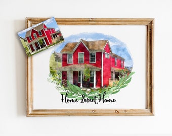 Personalized house portrait Custom house decor Custom home portrait Personalized housewarming gift Custom watercolor house First home P2