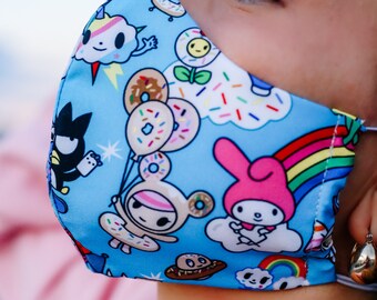 T0ki D0ki My Mel0dy Kawaii Kittiy Maschera viso Halloween Accessorio Bambino e Adulti Dimensioni