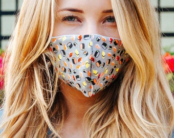 Maschera viso Kawaii Sushi reversibile Accessorio halloween bambino e dimensioni per adulti