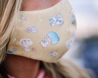 Edizione limitata Giallo Sweet Dreams Little Kawaii Stars Maschera viso Accessorio Halloween Taglia bambino e adulto