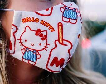 Kawaii Kitty Latte Maschera Viso Halloween Accessorio Bambino e Adulti Taglie