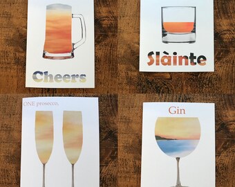 Boozy Bundle Birthday Card Set prosecco beer gin whisky