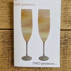 Un Prosecco Dos Prosecco A5 Tarjeta de felicitación feliz año nuevo saludo