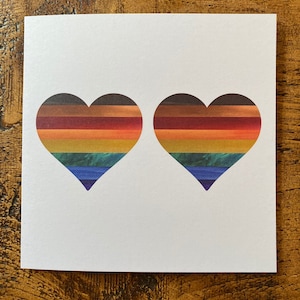 Twee Rainbow Hearts-wenskaart Vierkant LGBTQ+ liefde, jubileum, valentijnswens