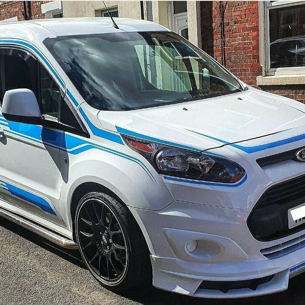 thumbnail image 2 of Vision Graphics Ford Transit Custom Sport Bonnet Decal Kit – Racing Stripes (Matte Finish, Customizable) 2 of 6