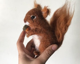 Felted squirrel, Custom animal portrait , squirrel ornament, animal lover gift