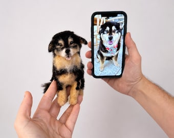 Custom Dog Memorial Figurine from Photo, Pet Remembrance Keepsake, Needle Felted Wool Portrait