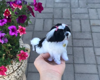 Réplica de retrato de perro, figura de mascota personalizable, perro de fieltro con aguja