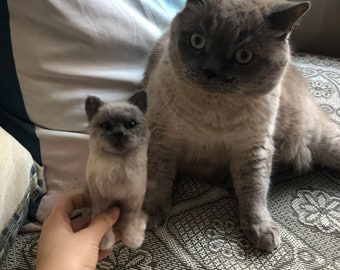 Needle Felted Cat Figurine, Pet Memorial Gift