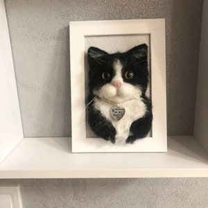 Personalized cat portrait Wool Felt cat ornament personalized cat memorial tuxedo cat image 3