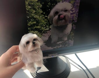 Custom pet portrait, Unique pet gift , Felted dog portrait custom memorial personalized dog gift pet ornament fathers day gift from daughter
