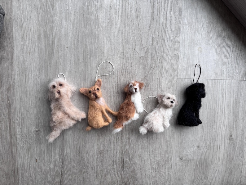 Custom dog ornament , dog memorial gift ornament, needle felted dog portrait, personalized pet gift for him image 11