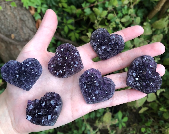 Featured listing image: Heart Shaped Amethyst Cluster Raw Crystal Stone