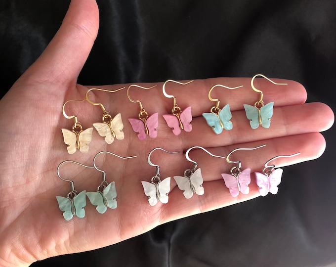Featured listing image: Acrylic Butterfly Dangle Earrings, Stainless Steel Hooks