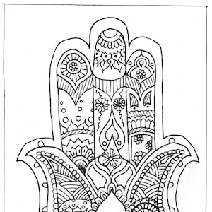 Postkarte "Hand" zum Ausmalen, Hamsa, Hand der Fatima