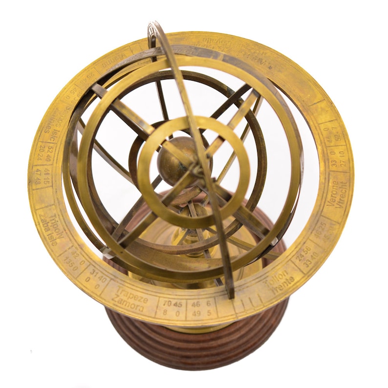 Brass Armillary Sphere Globe Clock Spherical Astrolabe Compass Etsy