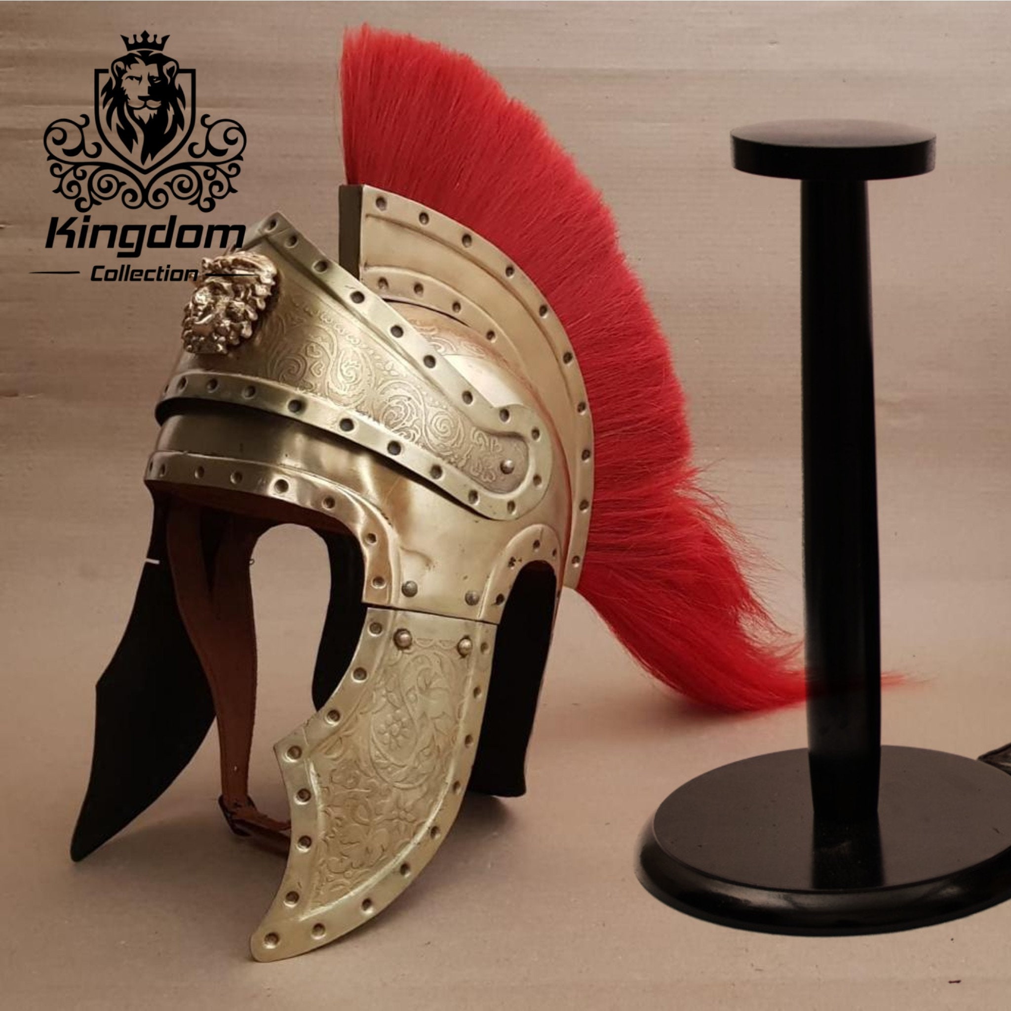 Roman Centurion Helmet With Red Plume Medieval Knight Crusader Armor