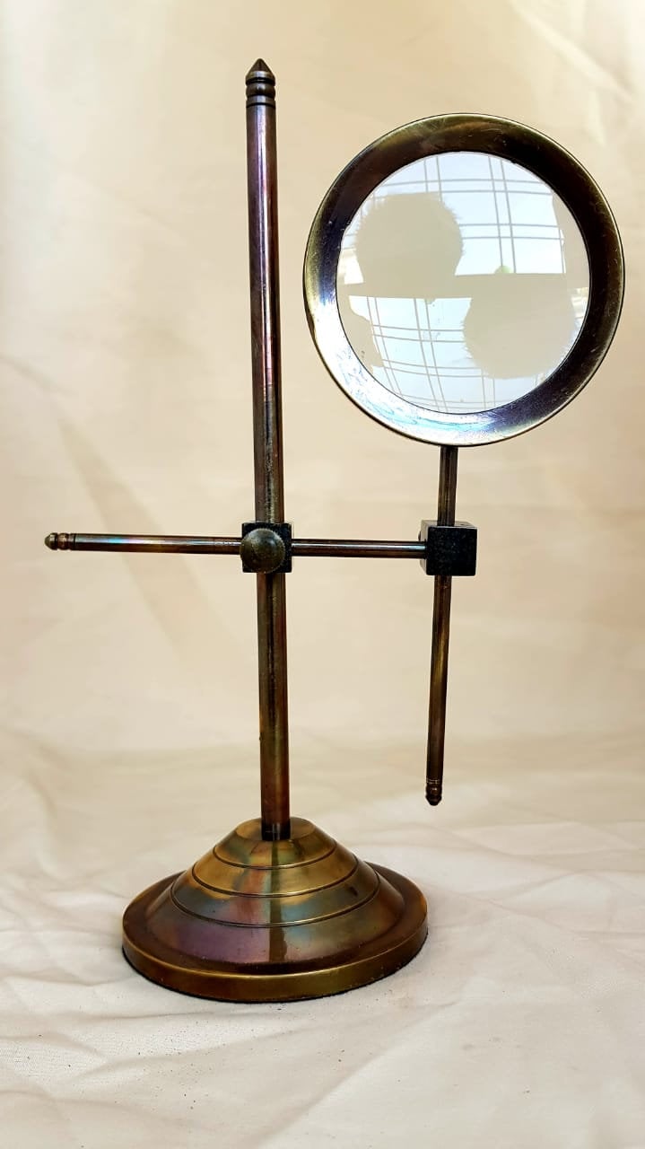 Marine Vintage Brass Table Magnifier Magnifying Reading Glass W Stand Nautical 