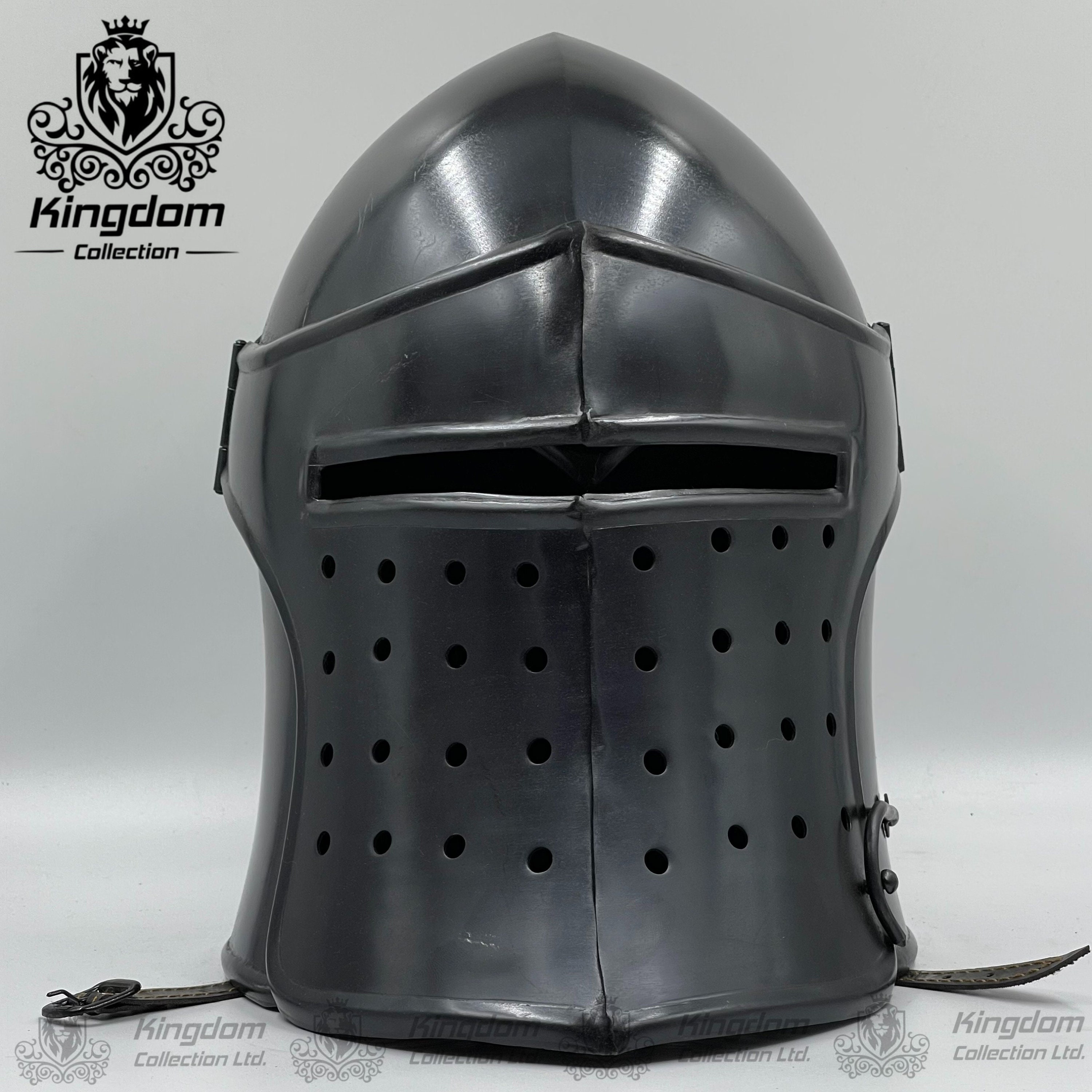 Wearable Medieval Barbuta Helmet Armour Roman Knight Liner & Stand Halloween Day 