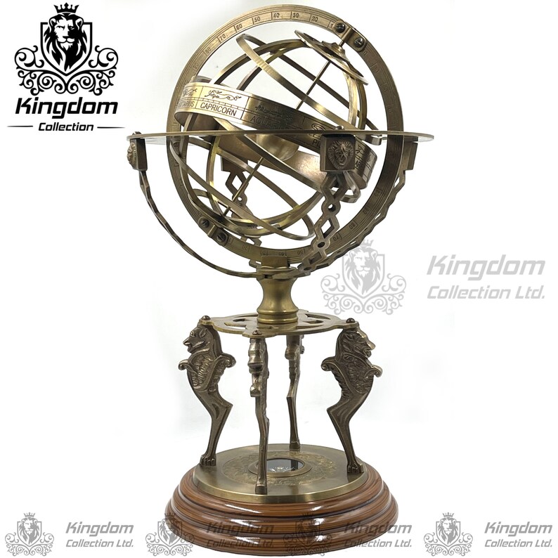 Brass Armillary Sphere Globe Clock Spherical Astrolabe Compass Etsy UK