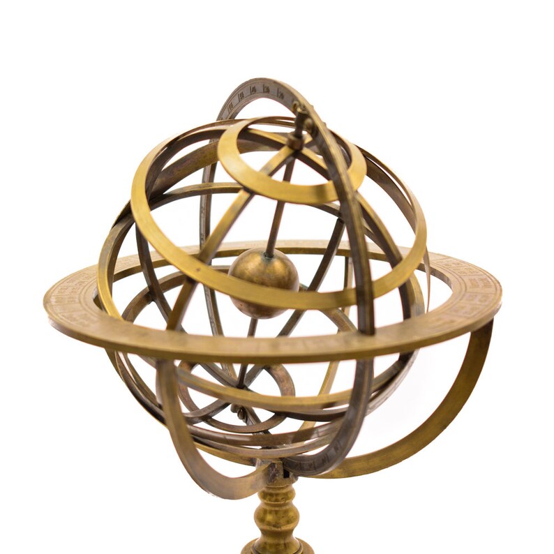 Brass Armillary Sphere Globe Clock Spherical Astrolabe Compass Etsy