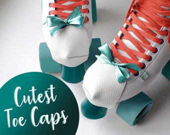 Roller Skate Toe Guards with Ribbon, Faux Leather Toe Caps