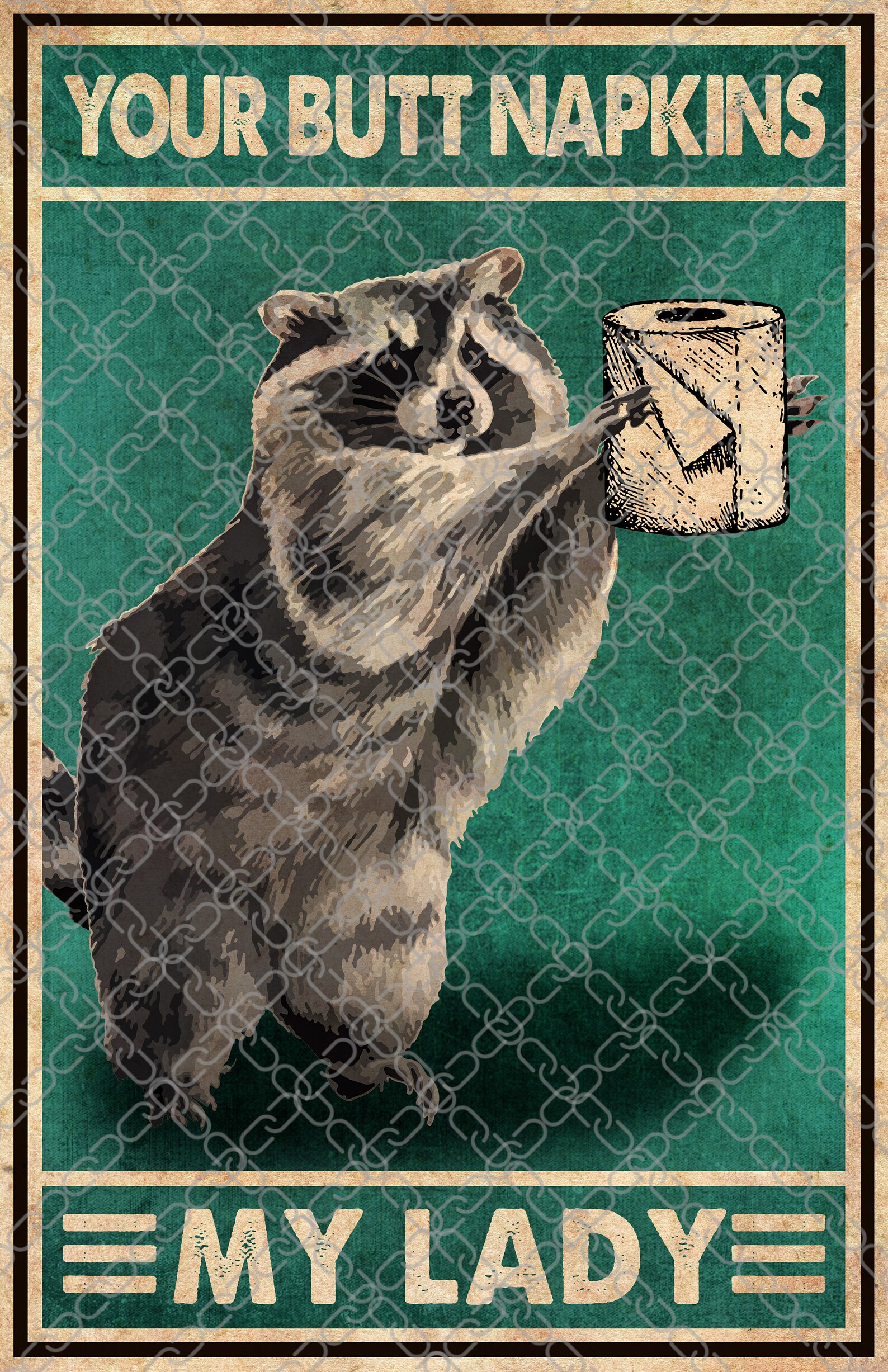 Your Butt Napkins My Lady Poster Funny Racoon Bathroom Wall Etsy UK
