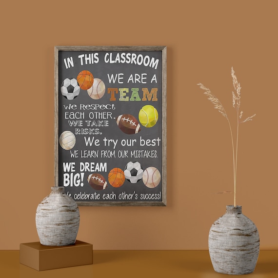 We Are Team Poster Classroom Poster Football Team Poster Etsy