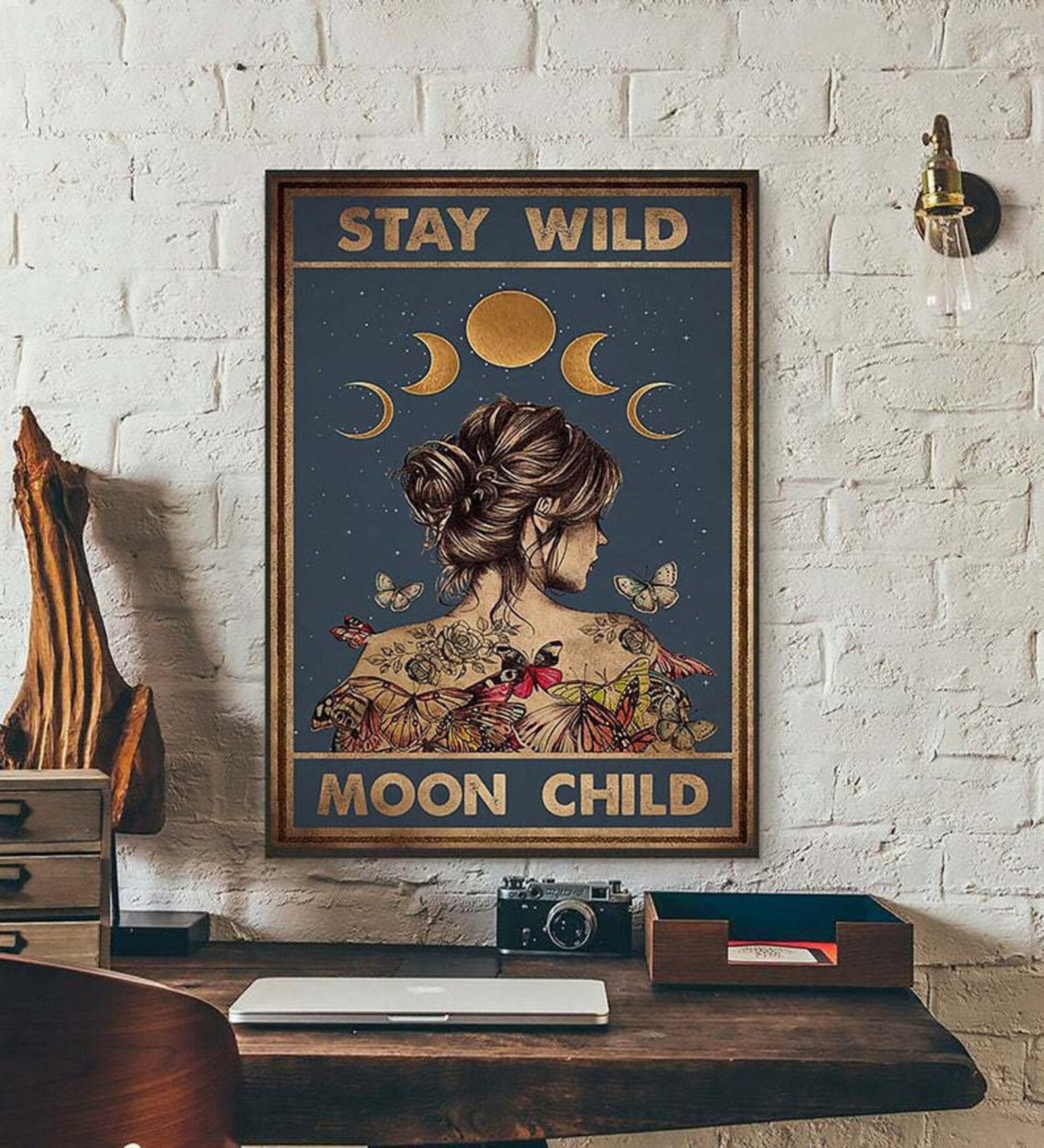 Stay Wild Moon Child Poster Hippie Girl Wall Art Into Forest Etsy