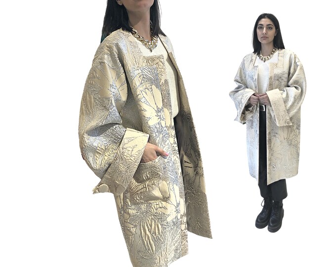 Women Long Brocade Jacket kimono Style Jacketvintage Style Etsy