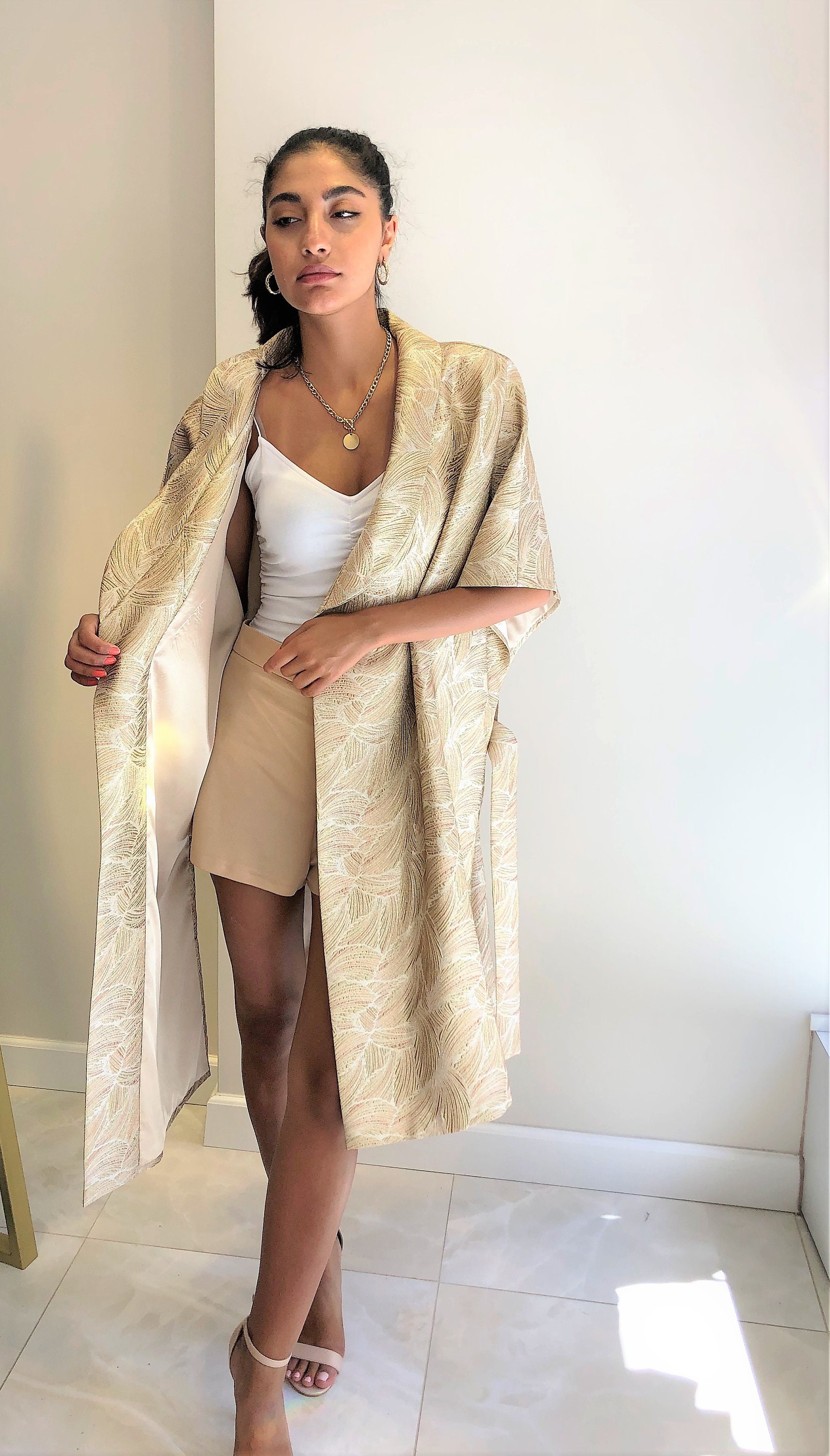 Women Long Brocade Jacket kimono Style Jacketvintage Style Etsy