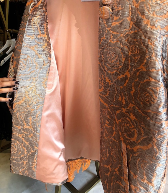 Women Brocade Coat,vintage Style Brocade Jacket,orange and
