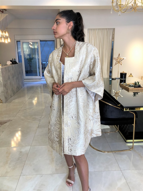 Women Long Brocade Jacket ,kimono Style Jacket,vintage Style