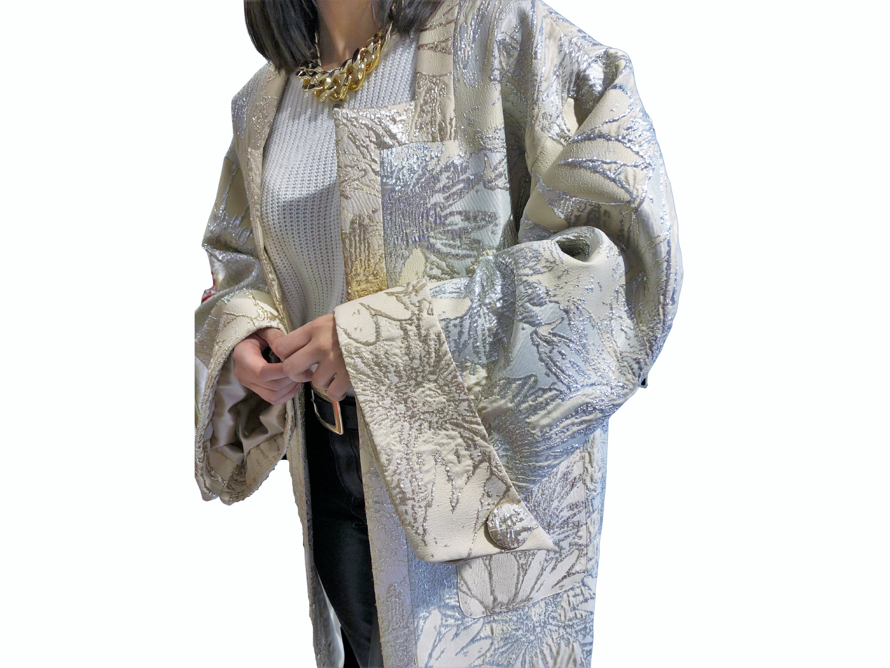 Women Long Brocade Jacket ,kimono Style Jacket,vintage Style Brocade