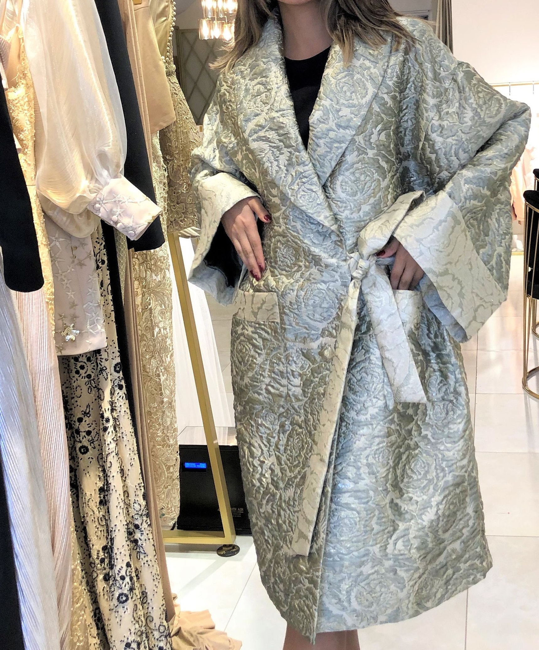 Women Long Brocade Jacket kimono Style Jacketvintage Style Etsy